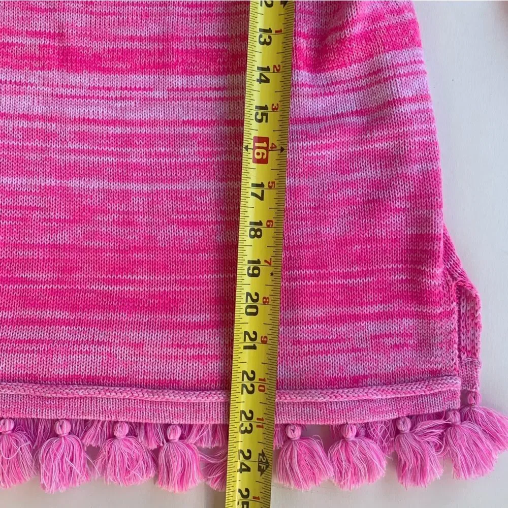 LILLY PULITZER Jody Relaxed Shoulder Sweater Sz XS Plumeria Pink Stripe Tassel